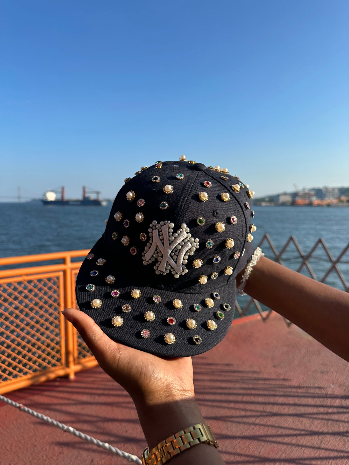 Blinged Rhinestone Fitted Hat