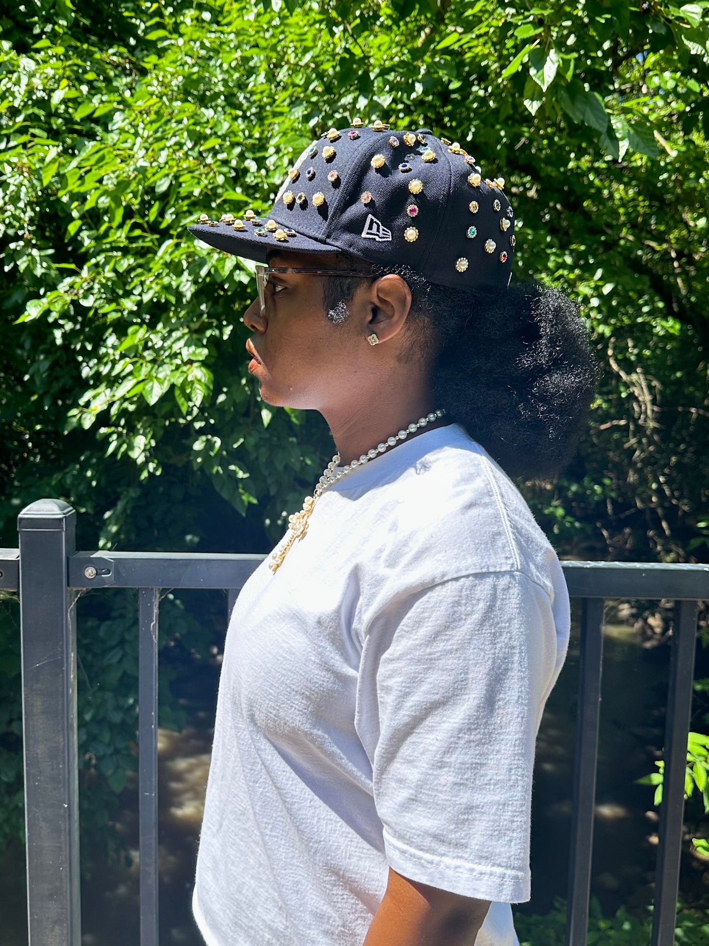 Blinged Rhinestone Fitted Hat