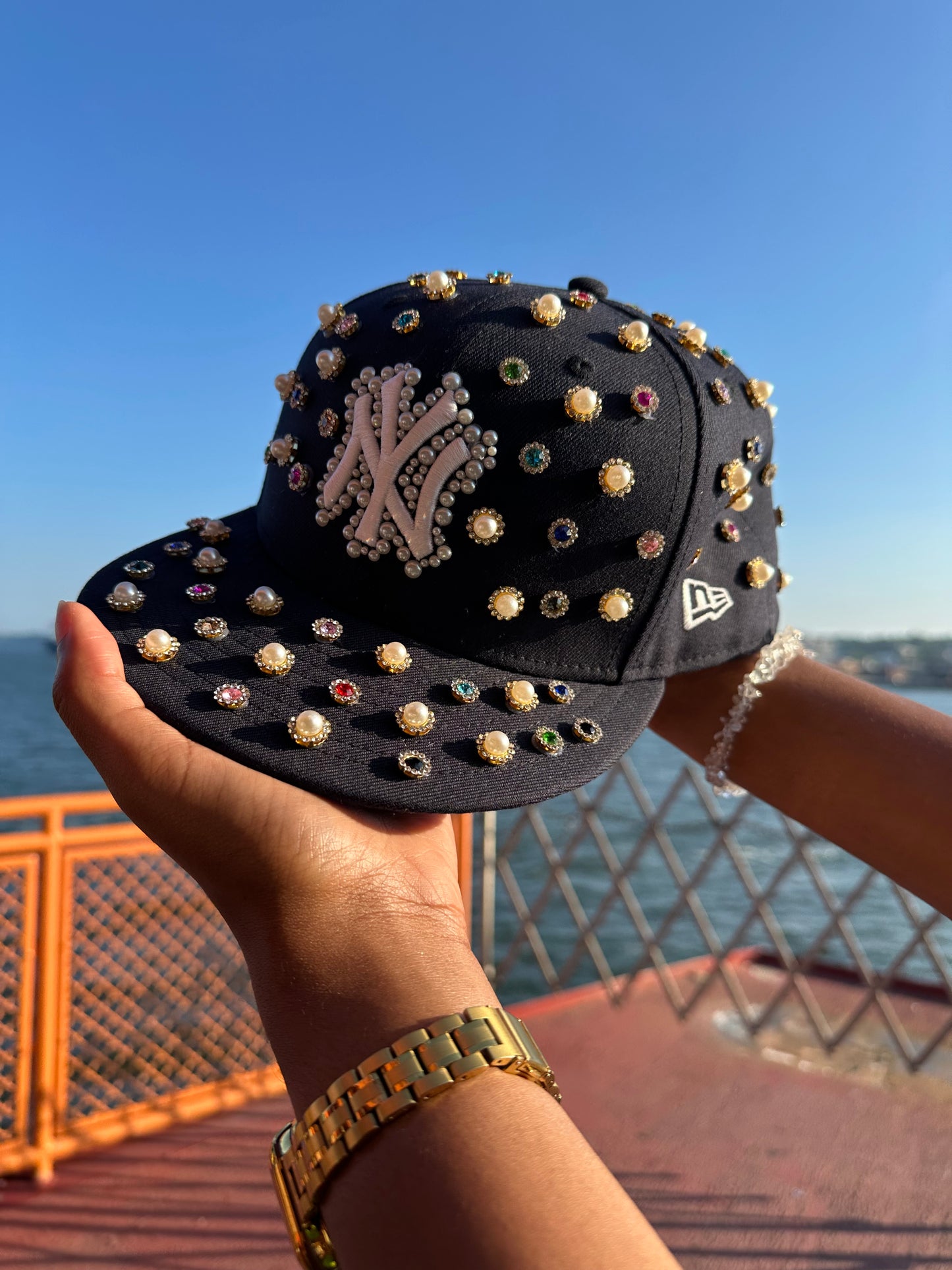 Blinged Rhinestone Fitted Hat