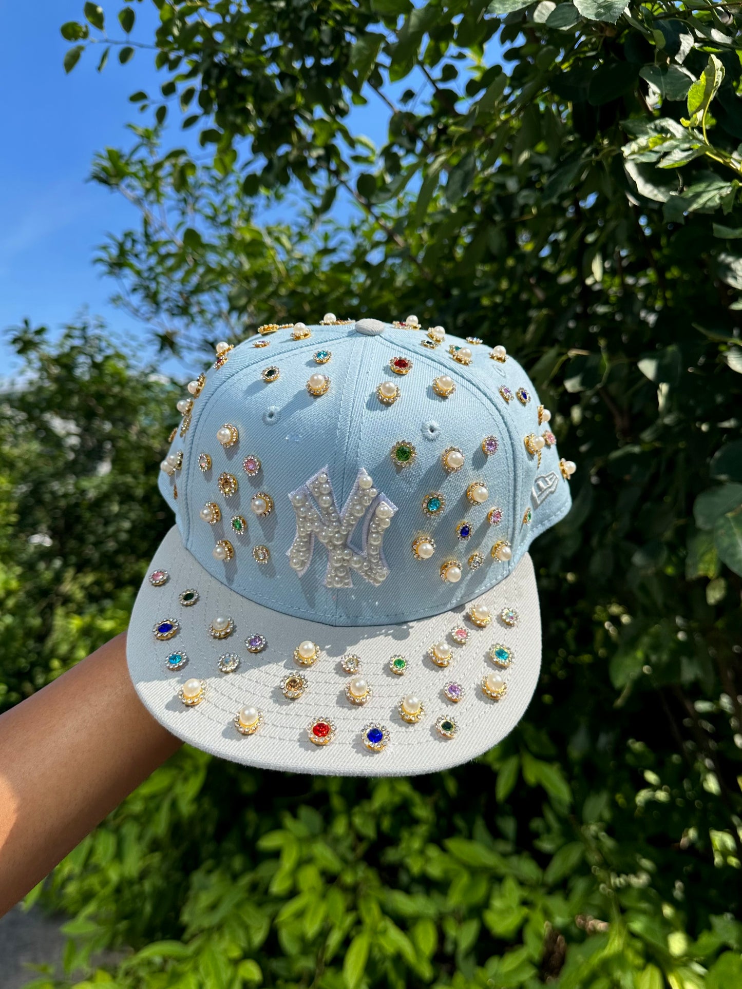 Blue & Grey Rhinestone Yankees SnapBack